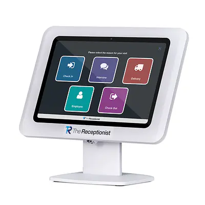 White Desk Stand with iPad primary image