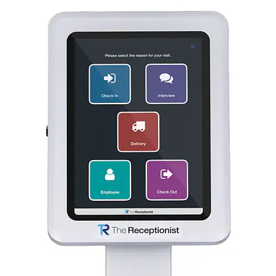 White Floor Stand with iPad primary image